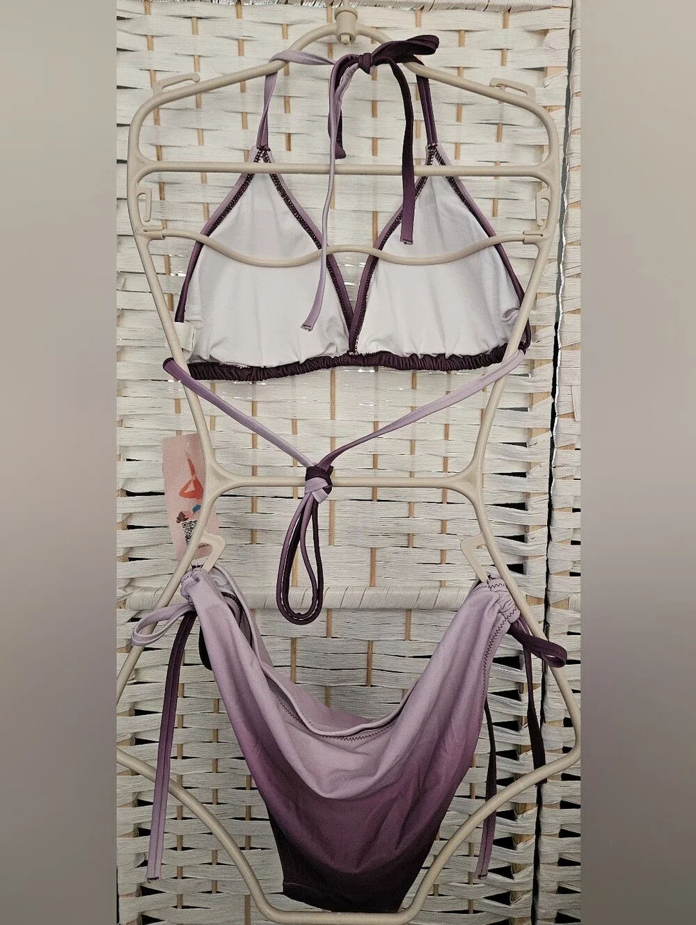 Women's Ombre Lavender/ Purple Triangle String Bikini Set